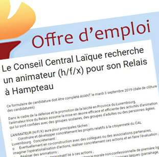 Le Conseil Central Laïque recherche un animateur (h/f/x) pour son Relais à Hampteau